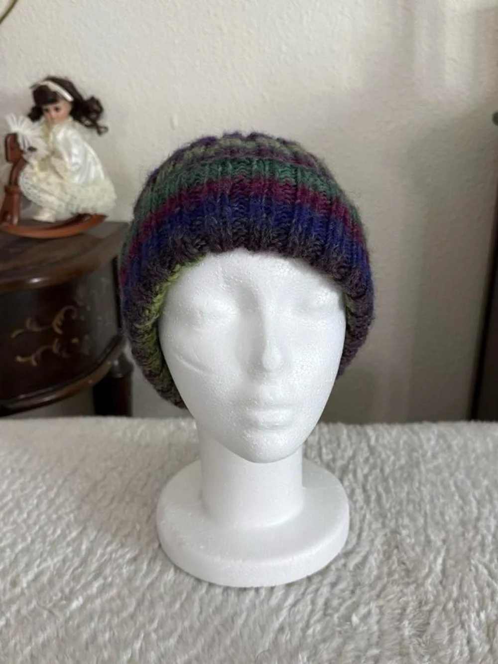 Whimsical twee grunge funky striped knit beanie